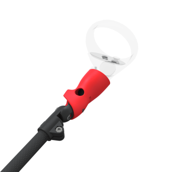 Zoom view of ProSaber lightsaber and paddle for Meta Quest 2 with Black Carbon Armature and Red PLA cups