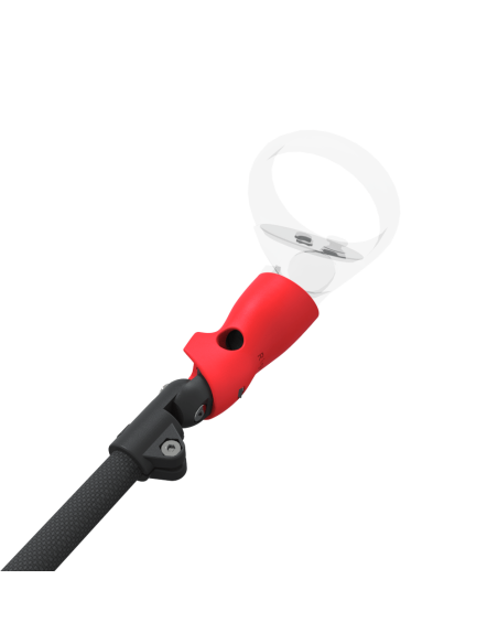 Zoom view of ProSaber lightsaber and paddle for Meta Quest 2 with Black Carbon Armature and Red PLA cups