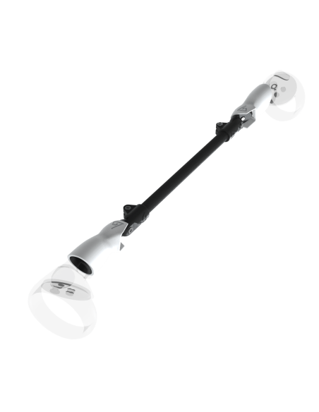 Left view of ProSaber lightsaber and paddle for Meta Quest 2 with Black Carbon Armature and White PLA cups