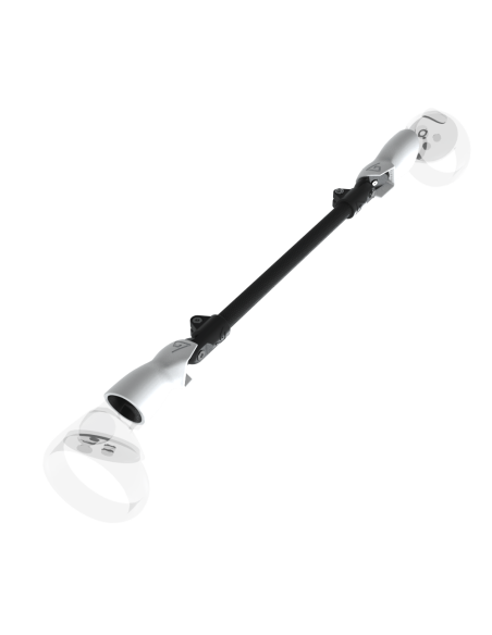 Left view of ProSaber lightsaber and paddle for Meta Quest 2 with Black Carbon Armature and White PLA cups