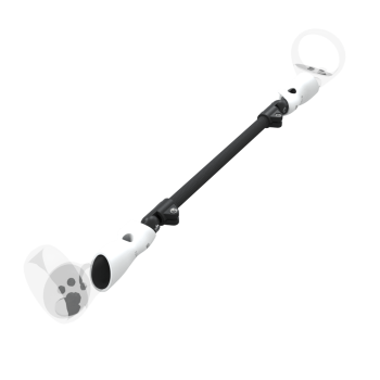 Right view of ProSaber lightsaber and paddle for Meta Quest 2 with Black Carbon Armature and White PLA cups