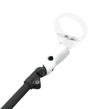 Zoom view of ProSaber lightsaber and paddle for Meta Quest 2 with Black Carbon Armature and White PLA cups