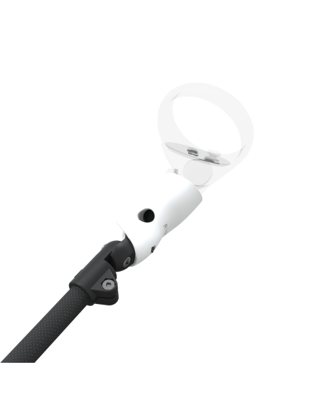 Zoom view of ProSaber lightsaber and paddle for Meta Quest 2 with Black Carbon Armature and White PLA cups