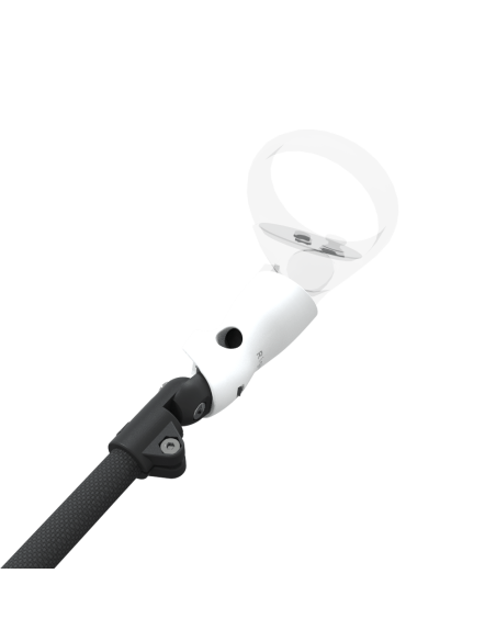 Zoom view of ProSaber lightsaber and paddle for Meta Quest 2 with Black Carbon Armature and White PLA cups