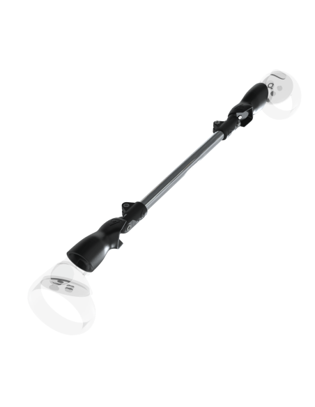 Left view of ProSaber lightsaber and paddle for Meta Quest 2 with Chrome Armature and Black Carbon cups