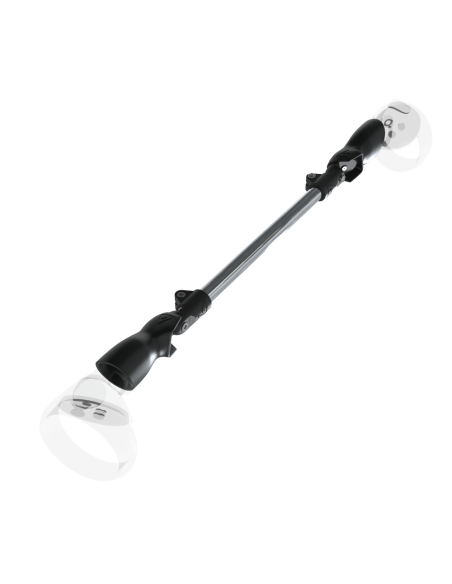 Left view of ProSaber lightsaber and paddle for Meta Quest 2 with Chrome Armature and Black Carbon cups