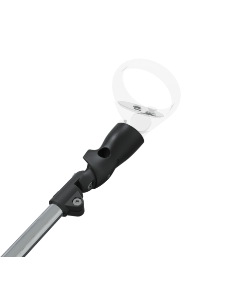 Zoom view of ProSaber lightsaber and paddle for Meta Quest 2 with Chrome Armature and Black Carbon cups