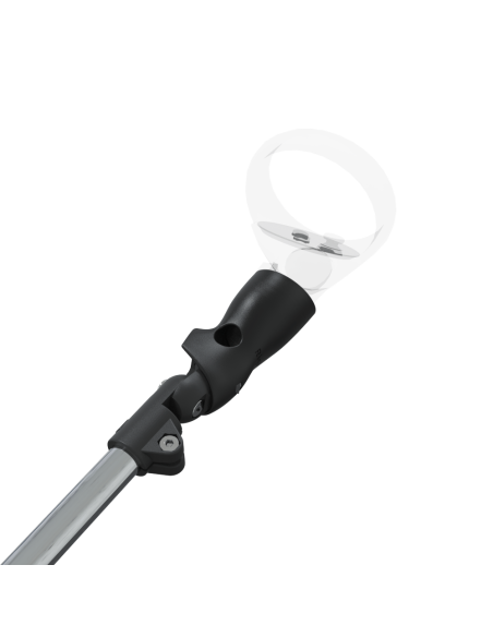 Zoom view of ProSaber lightsaber and paddle for Meta Quest 2 with Chrome Armature and Black Carbon cups