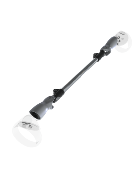 Left view of ProSaber lightsaber and paddle for Meta Quest 2 with Chrome Armature and Grey PLA cups