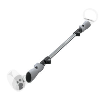 Right view of ProSaber lightsaber and paddle for Meta Quest 2 with Chrome Armature and Grey PLA cups