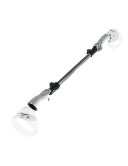 Left view of ProSaber lightsaber and paddle for Meta Quest 2 with Chrome Armature and White PLA cups