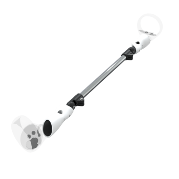 Right view of ProSaber lightsaber and paddle for Meta Quest 2 with Chrome Armature and White PLA cups