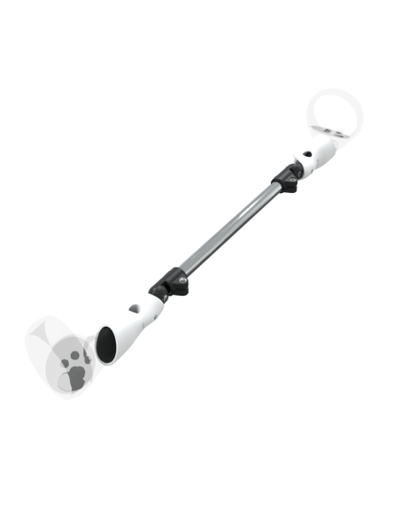 Right view of ProSaber lightsaber and paddle for Meta Quest 2 with Chrome Armature and White PLA cups