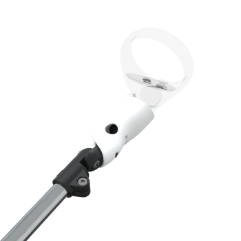 Zoom view of ProSaber lightsaber and paddle for Meta Quest 2 with Chrome Armature and White PLA cups