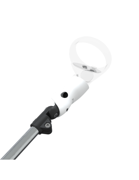 Zoom view of ProSaber lightsaber and paddle for Meta Quest 2 with Chrome Armature and White PLA cups