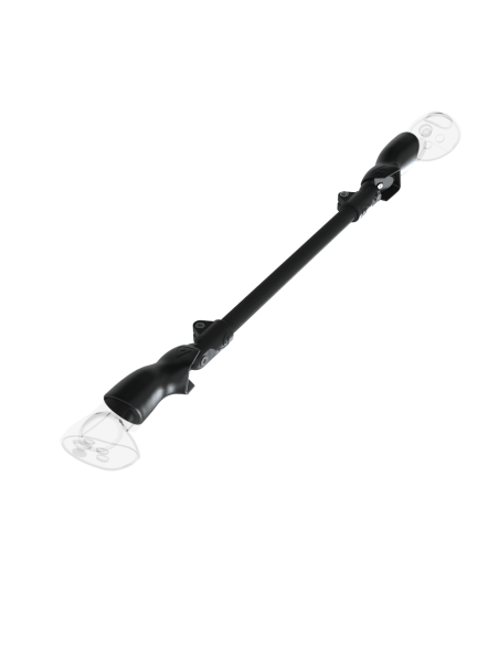 Left view of ProSaber lightsaber and paddle for Meta Quest 3 and Pro with Black Carbon Armature and Black Carbon cups