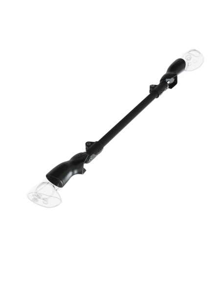 Left view of ProSaber lightsaber and paddle for Meta Quest 3 and Pro with Black Carbon Armature and Black Carbon cups