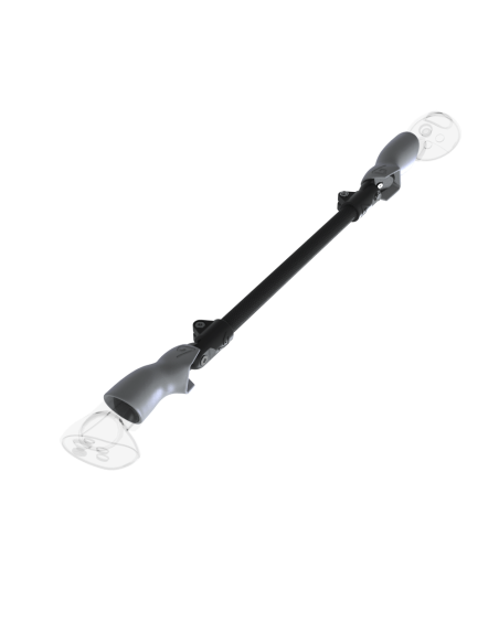 Left view of ProSaber lightsaber and paddle for Meta Quest 3 and Pro with Black Carbon Armature and Grey PLA cups