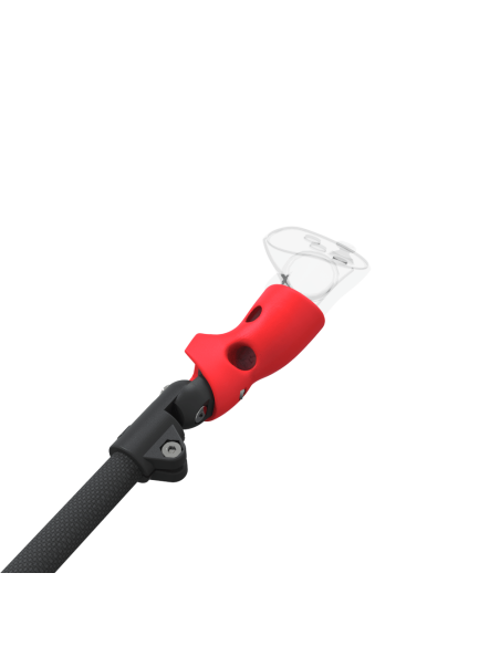 Zoom view of ProSaber lightsaber and paddle for Meta Quest 3 and Pro with Black Carbon Armature and Red PLA cups