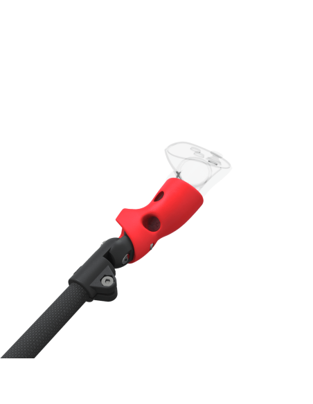 Zoom view of ProSaber lightsaber and paddle for Meta Quest 3 and Pro with Black Carbon Armature and Red PLA cups