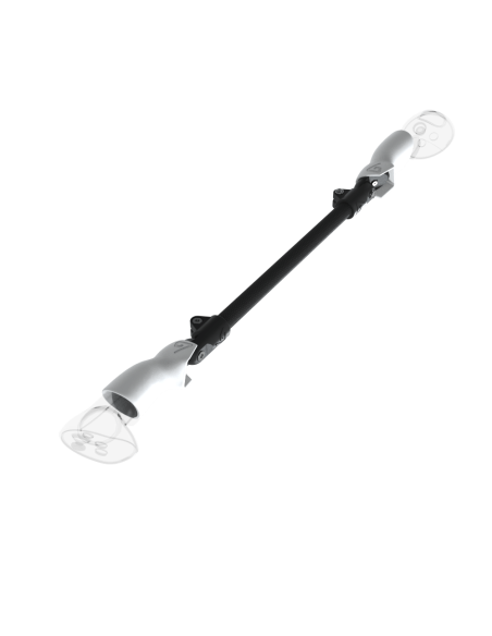 Left view of ProSaber lightsaber and paddle for Meta Quest 3 and Pro with Black Carbon Armature and White PLA cups