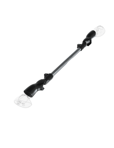 Left view of ProSaber lightsaber and paddle for Meta Quest 3 and Pro with Chrome Armature and Black Carbon cups