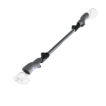 Left view of ProSaber lightsaber and paddle for Meta Quest 3 and Pro with Chrome Armature and Grey PLA cups