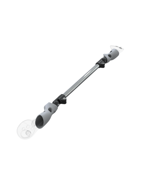 Right view of ProSaber lightsaber and paddle for Meta Quest 3 and Pro with Chrome Armature and Grey PLA cups