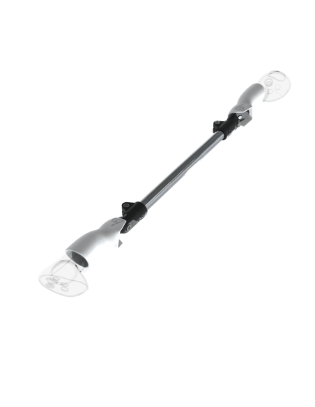 Left view of ProSaber lightsaber and paddle for Meta Quest 3 and Pro with Chrome Armature and White PLA cups