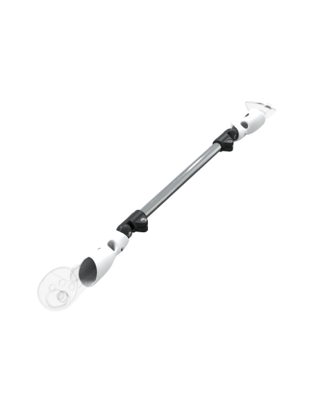 Right view of ProSaber lightsaber and paddle for Meta Quest 3 and Pro with Chrome Armature and White PLA cups