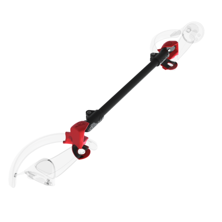 Left view of ProSaber lightsaber and paddle for Valve Index Knuckles with Black Carbon Armature and Red PLA cups