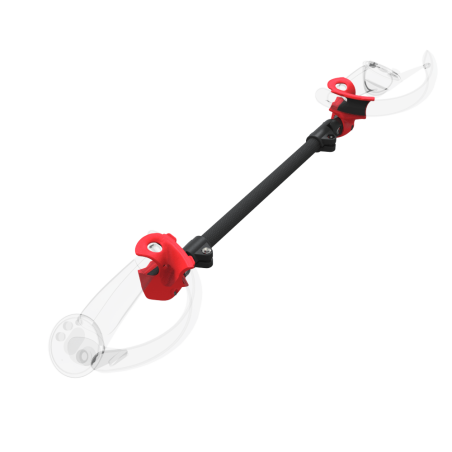 Right view of ProSaber lightsaber and paddle for Valve Index Knuckles with Black Carbon Armature and Red PLA cups