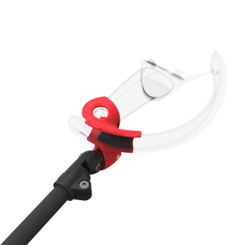Zoom view of ProSaber lightsaber and paddle for Valve Index Knuckles with Black Carbon Armature and Red PLA cups