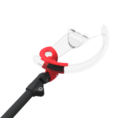 Zoom view of ProSaber lightsaber and paddle for Valve Index Knuckles with Black Carbon Armature and Red PLA cups