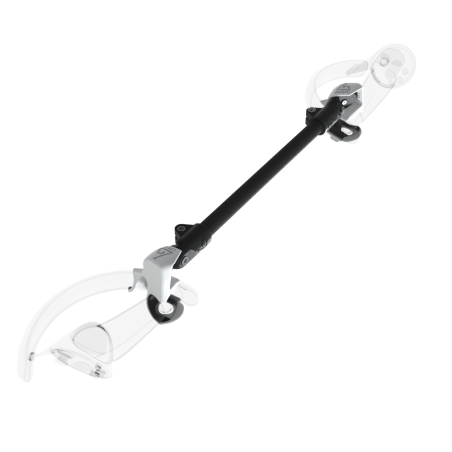 Left view of ProSaber lightsaber and paddle for Valve Index Knuckles with Black Carbon Armature and White PLA cups