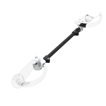 Right view of ProSaber lightsaber and paddle for Valve Index Knuckles with Black Carbon Armature and White PLA cups