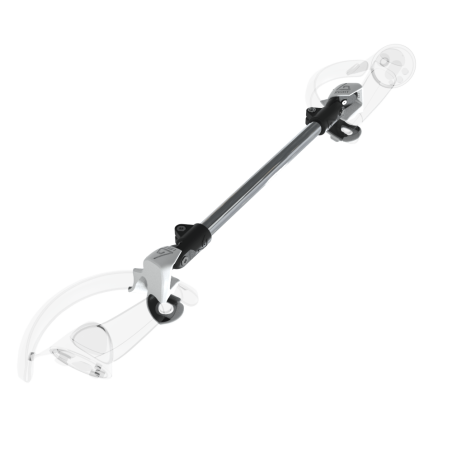 Left view of ProSaber lightsaber and paddle for Valve Index Knuckles with Chrome Armature and White PLA cups