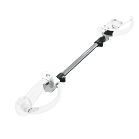 Right view of ProSaber lightsaber and paddle for Valve Index Knuckles with Chrome Armature and White PLA cups