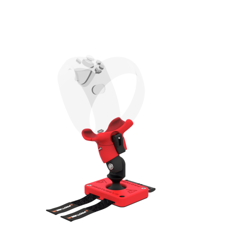 Left view of Left hand ProTas VR Joystick for Playstation PSVR 2 with Red PLA base with Red PLA cups