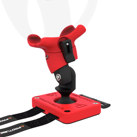 Zoom view of Left hand ProTas VR Joystick for Playstation PSVR 2 with Red PLA base with Red PLA cups
