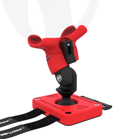 Zoom view of Left hand ProTas VR Joystick for Playstation PSVR 2 with Red PLA base with Red PLA cups