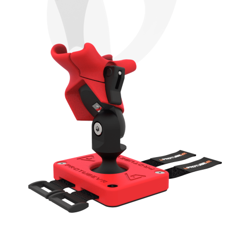 Zoom view of Right hand ProTas VR Joystick for Playstation PSVR 2 with Red PLA base with Red PLA cups