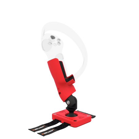 Left view of Left hand ProTas VR Joystick for Pico 4 with Red PLA base with Red PLA cups