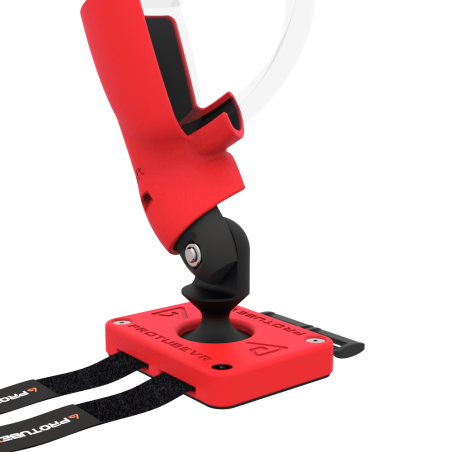 Zoom view of Left hand ProTas VR Joystick for Pico 4 with Red PLA base with Red PLA cups