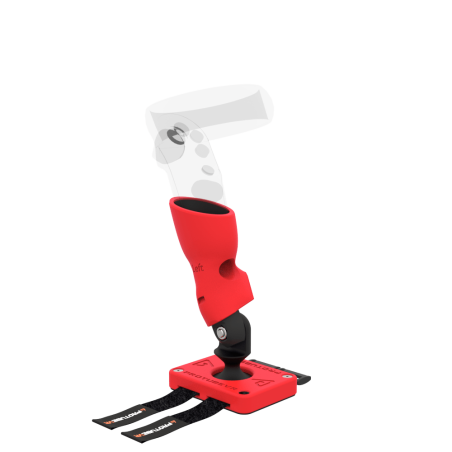 Left view of Left hand ProTas VR Joystick for Meta Quest 1 with Red PLA base with Red PLA cups