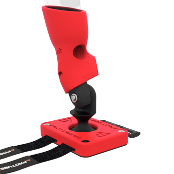 Zoom view of Left hand ProTas VR Joystick for Meta Quest 1 with Red PLA base with Red PLA cups