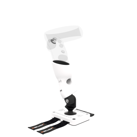 Left view of Left hand ProTas VR Joystick for Meta Quest 1 with White PLA base with White PLA cups