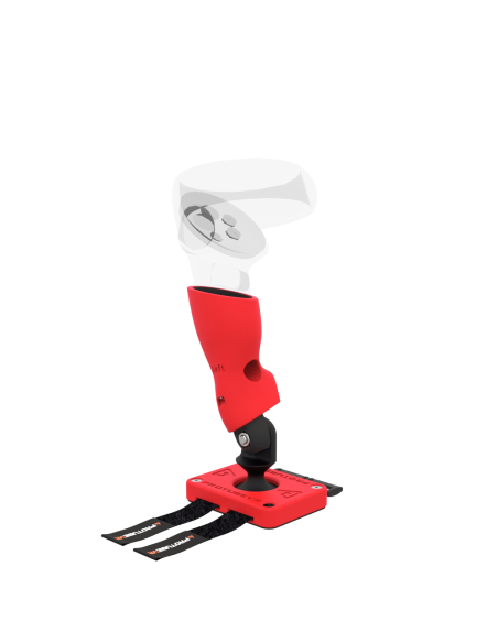 Left view of Left hand ProTas VR Joystick for Meta Quest 2 with Red PLA base with Red PLA cups