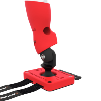 Zoom view of Left hand ProTas VR Joystick for Meta Quest 2 with Red PLA base with Red PLA cups