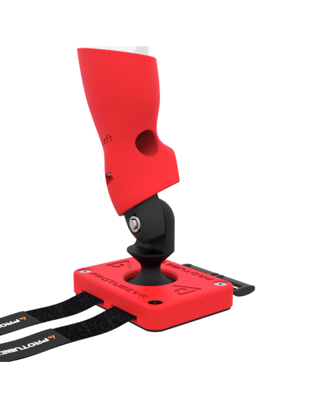 Zoom view of Left hand ProTas VR Joystick for Meta Quest 2 with Red PLA base with Red PLA cups
